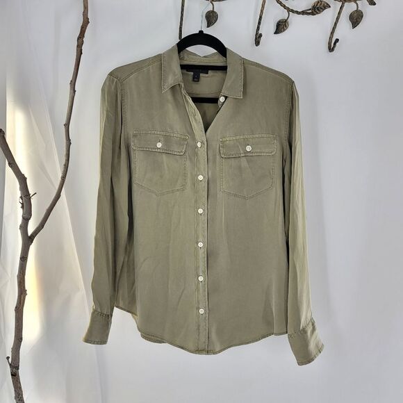 J. Crew Tops - J crew 100 % silk casual button up. Olive